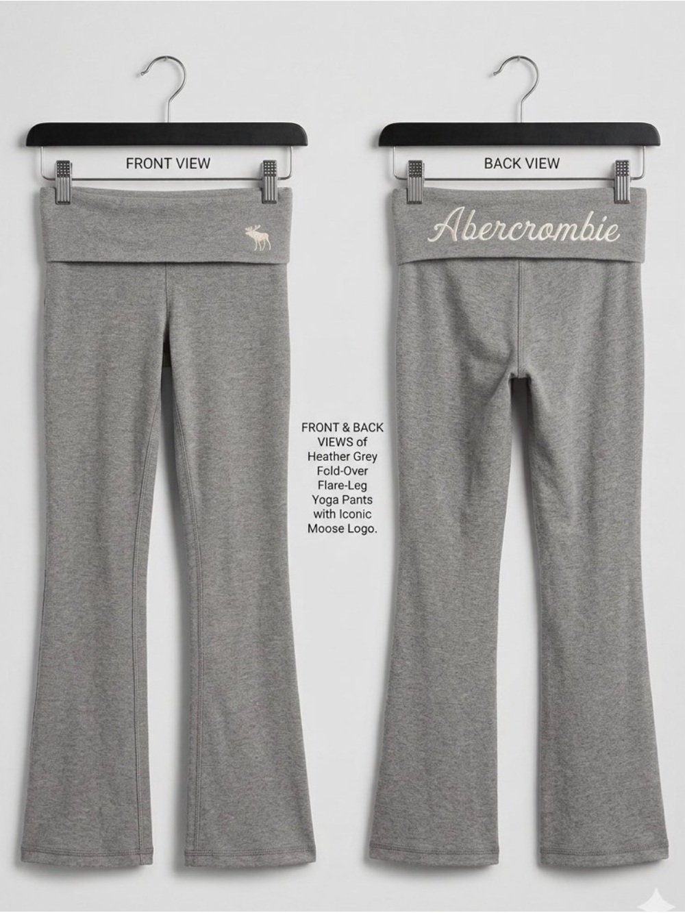 Y2K Abercrombie & Fitch Kids Heather Gray Fold-Over Flare Leggings Girl’s Small